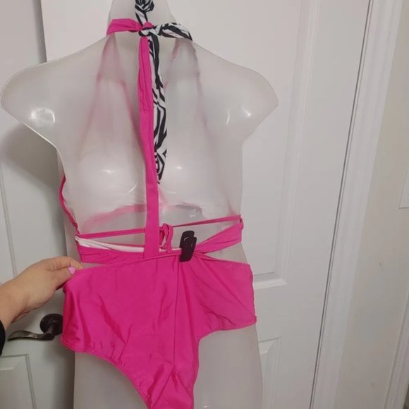 Plus size pink zebra bikini 4X - Picture 2 of 5